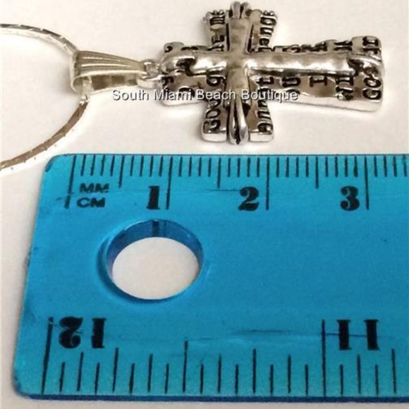 Serenity Prayer Cross Necklace Silver Plated Message AA Al-Anon NA 18" - Picture 9 of 9